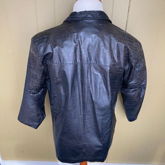 Fidelity Leather men 40 distressed vintage 1 button leather coat black - Picture 8 of 10